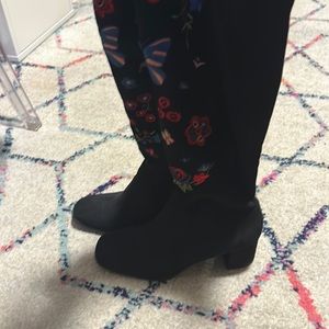 Floral Zip Up Knee High Boots